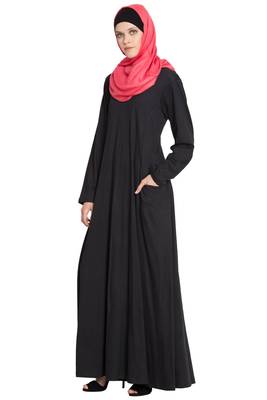 Black Cotton Plain Abaya 2