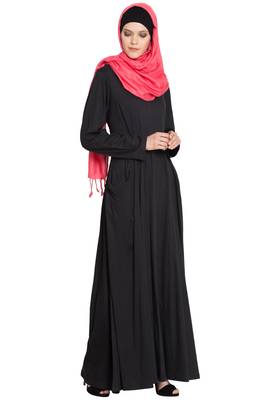 Black Cotton Plain Abaya 3
