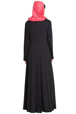 Black Cotton Plain Abaya 5