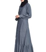 Grey Cotton Plain Islamic Abaya