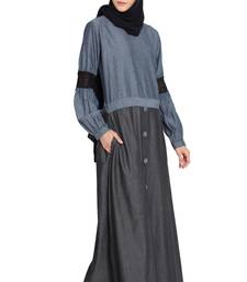 Grey Cotton Plain Islamic Abaya