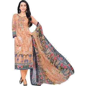 Peach printed cotton salwar 1