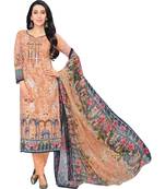 Peach printed cotton salwar