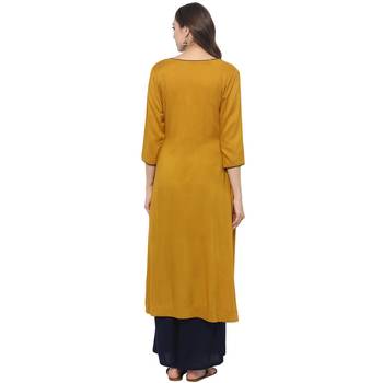 Mustard rayon rayon stitched kurti 3