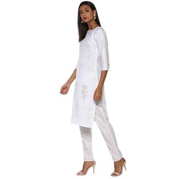White crepe crepe stitched kurti 4