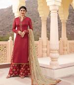 Red Multi Resham Work Georgette Salwar With Dupatta