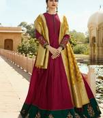 Maroon Multi Resham Work Georgette Salwar With Dupatta