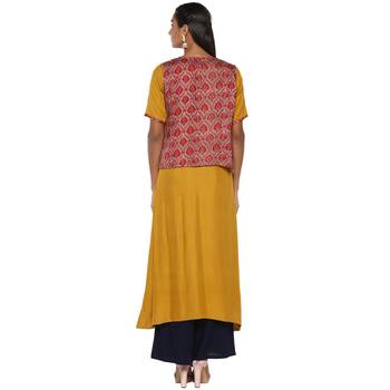 Mustard rayon rayon stitched kurti 3
