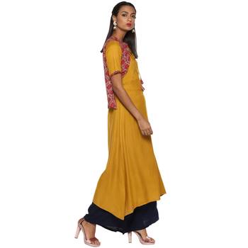 Mustard rayon rayon stitched kurti 5