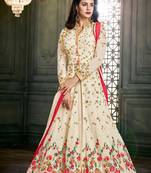 Cream Multi Resham Work Georgette Anarkali Suit