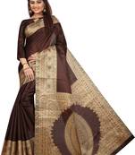 Coffee Printed Khadi Saree With Blouse