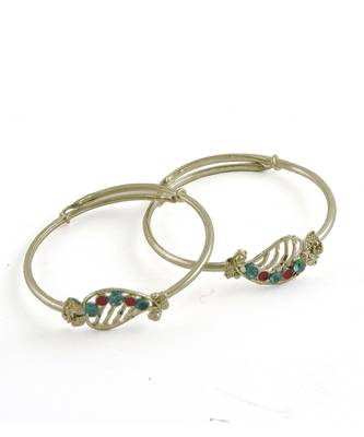 Traditional Crystal Silver Plated Bracelet And Kadas For Baby Boys & Girls 1