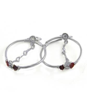 Traditional Silver Plated Cuff Bracelet And Kadas For Baby Boys & Girls 1