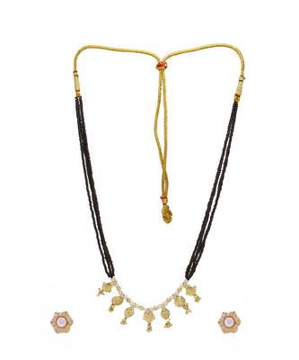 Handmade Jhondhala Poat Traditional Handmade Saaj Ghat 24K Gold Plated Alloy Mangalsutra And Earrings Set For Women 3