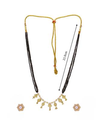 Handmade Jhondhala Poat Traditional Handmade Saaj Ghat 24K Gold Plated Alloy Mangalsutra And Earrings Set For Women 5