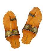 Authentic Leather Black Paithani Border Embellished Awesome Looking Kolhapuri Chappal For Women