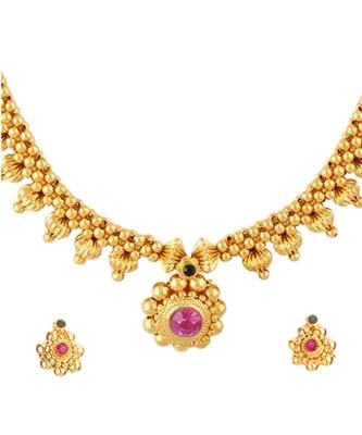 Handmade Traditional, Ethnic And Antique Gold Plated Jewellery Necklace And Earrings Set 2