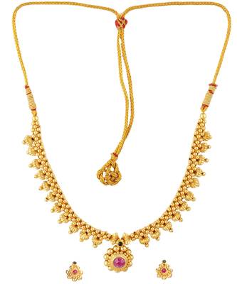 Handmade Traditional, Ethnic And Antique Gold Plated Jewellery Necklace And Earrings Set 3