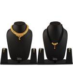 Handmade Jewellery Combo Pack Of Two Traditional, Ethnic And Antique Gold Plated Necklace And Earrings Set