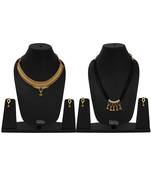 Handmade Jewellery Combo Pack Of Two Traditional, Ethnic And Antique Gold Plated Necklace And Earrings Set
