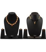 Handmade Jewellery Combo Pack Of Two Traditional, Ethnic And Antique Gold Plated Necklace And Earrings Set