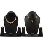 Handmade Jewellery Combo Pack Of Two Traditional, Ethnic And Antique Gold Plated Necklace And Earrings Set