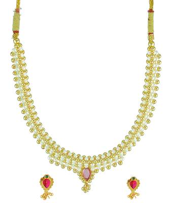 Handmade Jewellery Combo Pack Of Two Traditional, Ethnic And Antique Gold Plated Necklace And Earrings Set 2