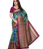 Multicolor Printed Silk Blend Saree With Blouse