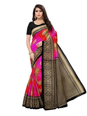 Multicolor Printed Bhagalpuri Silk Saree With Blouse 1