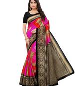 Multicolor Printed Bhagalpuri Silk Saree With Blouse