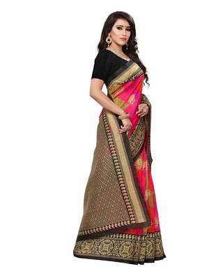 Multicolor Printed Bhagalpuri Silk Saree With Blouse 3