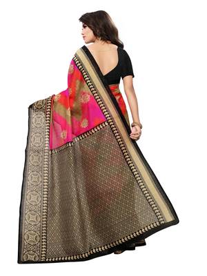 Multicolor Printed Bhagalpuri Silk Saree With Blouse 4