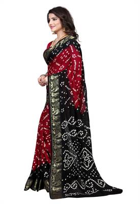 Black printed georgette saree with blouse 3