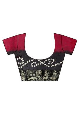 Black printed georgette saree with blouse 4