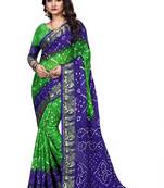 Blue printed georgette saree with blouse