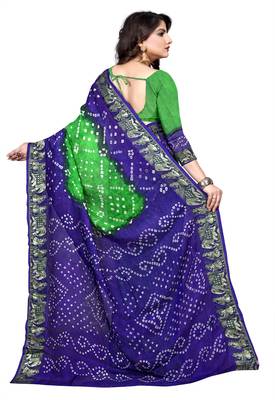 Blue printed georgette saree with blouse 2