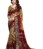 Maroon printed georgette saree with blouse
