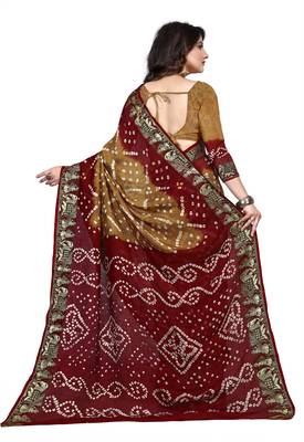 Maroon printed georgette saree with blouse 2