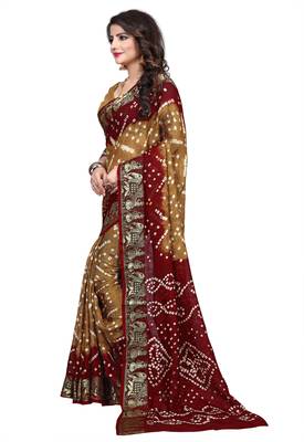 Maroon printed georgette saree with blouse 3