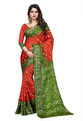 Mehendi printed georgette saree with blouse 1