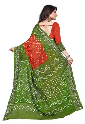 Mehendi printed georgette saree with blouse 2