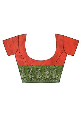 Mehendi printed georgette saree with blouse 4