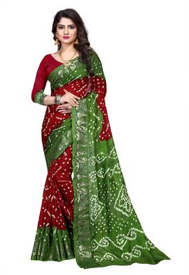 Mehendi printed georgette saree with blouse 1
