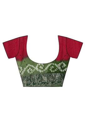 Mehendi printed georgette saree with blouse 4