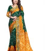 Mustard printed georgette saree with blouse