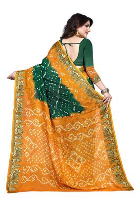 Mustard printed georgette saree with blouse 2