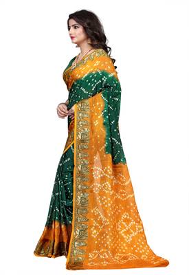 Mustard printed georgette saree with blouse 3