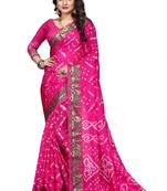 Pink printed georgette saree with blouse