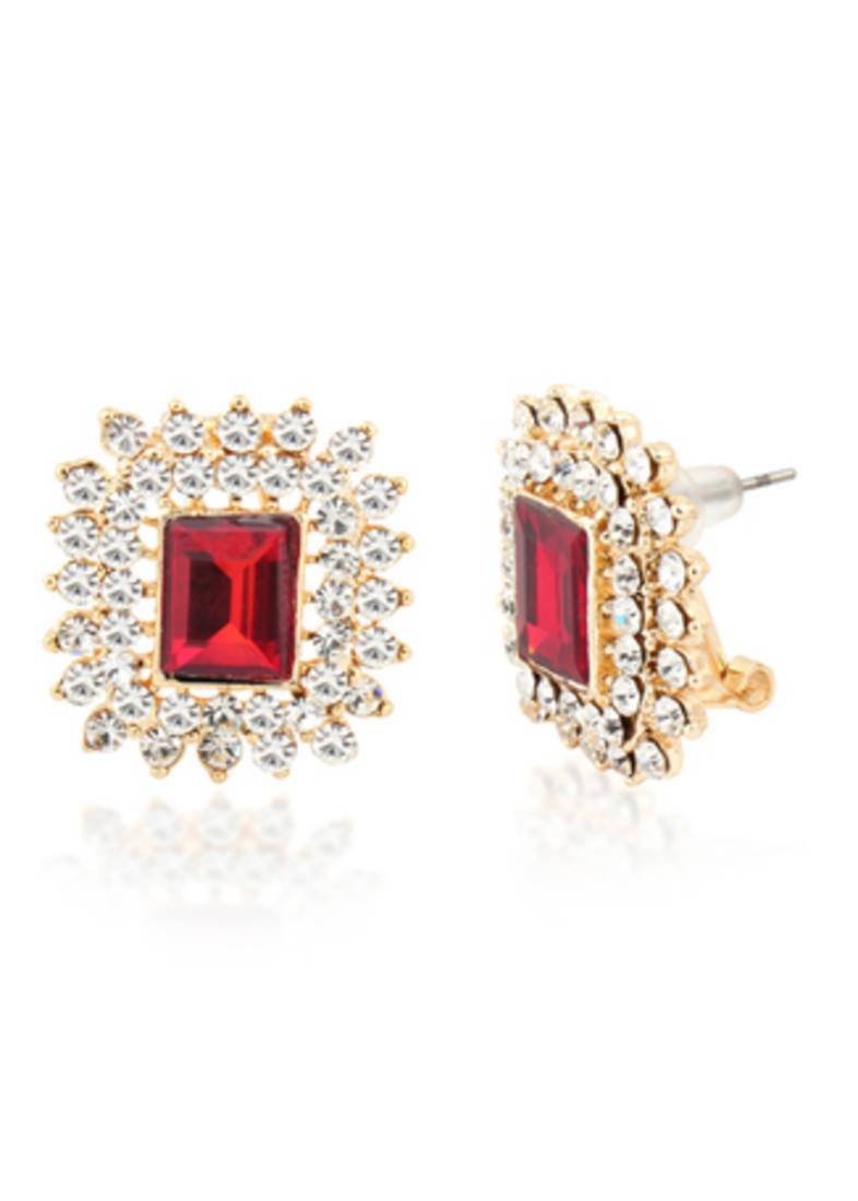 Gold plated classy red earring for women. Manikara 2693484