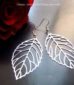 White Gold Plated Silver Leaf Filigree Light Weight Fashion earrings